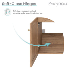 Swiss Madison Classe 36 in. Brown Oak Wall Hung Bathroom Vanity With Black, 3-Hole Ceramic Sink Top - SM-BV667-3MB
