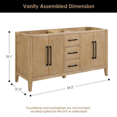 Altair Laurel Bathroom Cabinet Vanity Base in Weathered Fir without Top and Sink, No Mirror