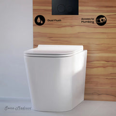 Swiss Madison Concorde Back-to-Wall Toilet Bundle 0.8/1.6 GPF Dual Flush in Glossy Whit - SM-WT0205GW