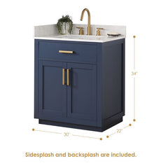 Altair Gavino 30" Single Bathroom Vanity with Grain White Engineered Stone Countertop - 557030