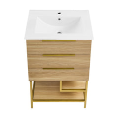 Swiss Madison Carre 24" Freestanding Bathroom Vanity in Golden Oak with Sink Top - SM-BV380 - The Home Selection