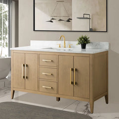 Vanity Art 60'' Single Bathroom Vanity with Engineered Marble Countertop - CVI60S