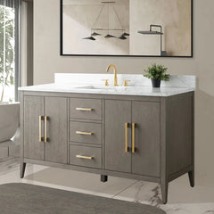 Vanity Art 60'' Single Bathroom Vanity with Engineered Marble Countertop - CVI60S