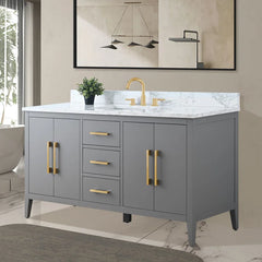 Vanity Art 60'' Single Bathroom Vanity with Engineered Marble Countertop - CVI60S
