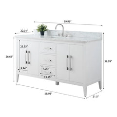 Vanity Art 60'' Single Bathroom Vanity with Engineered Marble Countertop - CVI60S