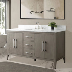 Vanity Art 60'' Single Bathroom Vanity with Engineered Marble Countertop - CVI60S