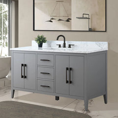 Vanity Art 60'' Single Bathroom Vanity with Engineered Marble Countertop - CVI60S