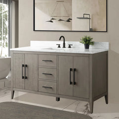 Vanity Art 60'' Single Bathroom Vanity with Engineered Marble Countertop - CVI60S