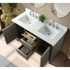 Vanity Art 54-Inch Bathroom Vanity: Double Sink, Ceramic Top, Soft-Closing Doors & Drawers, Solid Wood Frame - CVH54D