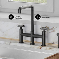Swiss Madison Avallon Pro Widespread Kitchen Faucet with Side Sprayer SM-KF79 - The Home Selection