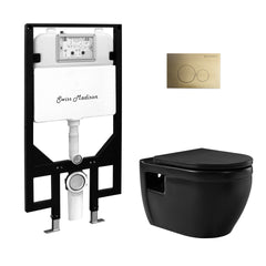 Swiss Madison Ivy Wall-Hung Toilet Bundle 0.8/1.6 GPF Dual Flush with White Flush Plate - SM-WT0901