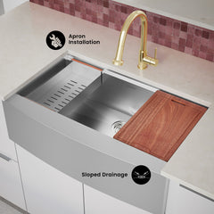 Swiss Madison Rivage 36 x 22 Single Basin Apron Kitchen Workstation Sink - SM-KS786 - The Home Selection