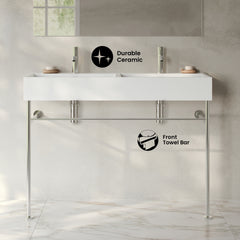 Swiss Madison Claire 48" Double Basin Console Sink with Glossy Legs - SM-CS1901