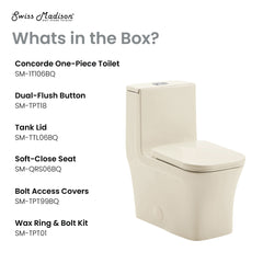 Swiss Madison Concorde One-Piece Square Toilet Dual-Flush 1.1/1.6 gpf in Bisque - SM-1T106BQ - The Home Selection