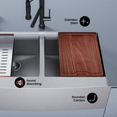 Swiss Madison Rivage 36 x 22 Dual Basin Apron Kitchen Workstation Sink - SM-KS787 - The Home Selection