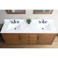 Vanity Art 72” Double Sink Bathroom Vanity in Tan - VA7072-DT