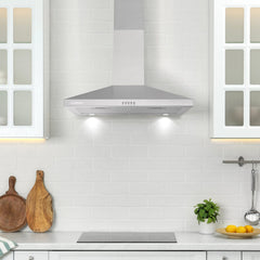Cosmo 30" Stainless Steel Wall Mount Range Hood with Push Button Controls - COS-63024P