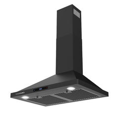 Cosmo Cosmo 30 in. Vista Collection 380 CFM Ducted Wall Mount Range Hood, Touch Controls, LED Lights, Matte Black - COS-63175S-BK