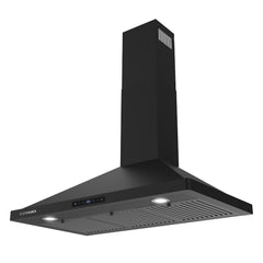 Cosmo Cosmo 36 in. Vista Collection 380 CFM Ducted Wall Mount Range Hood, Touch Controls, LED Lights, Matte Black - COS-63190S-BK