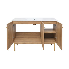 Swiss Madison Classe 48" Freestanding Bathroom Vanity in Golden Oak with 3-Hole Widespread Sink Top - SM-BV665-3