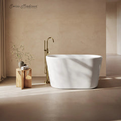 Swiss Madison Nanterre 51" Japanese Soaking Freestanding Bathtub in Glossy White, Drain Included - SM-FB9402GW