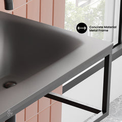 Swiss Madison Lisse 24" Rectangle Concrete Wall-Mount Bathroom Sink in Taupe with Matte Black Frame - The Home Selection