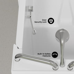 Swiss Madison Auvergne 53" x 27" ADA Right Drain Walk-in Soaking Bathtub in Glossy White, Faucet Set, Drain, Grab Bars, Pillow Included - SM-AB6802GW