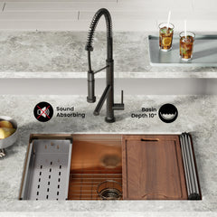 Swiss Madison Tourner 32" x 19" Stainless Steel, Single Basin, Undermount Kitchen Workstation Sink - SM-KU801 - The Home Selection