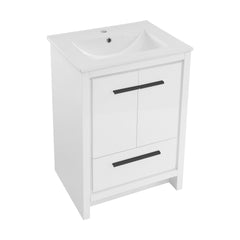 Swiss Madison Virage 24 in. White Bathroom Vanity With Ceramic Sink Top - SM-BV730W - The Home Selection