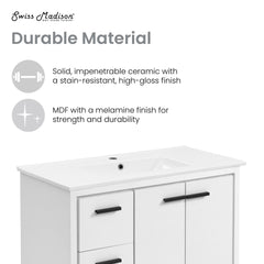 Swiss Madison Virage 36 Freestanding, Bathroom Vanity in Glossy White - Cabinet - SM-BV750W - The Home Selection