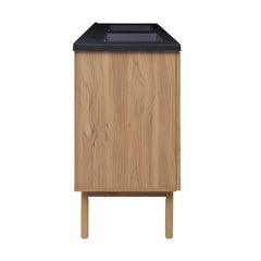 Swiss Madison Classe 60" Freestanding Bathroom Vanity in Golden Oak with Black Double Basin Sink Top - SM-BV666DMB