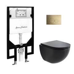 Swiss Madison St. Tropez Wall-Hung Toilet Bundle 0.8/1.6 GPF Dual Flush with Black Flush Plate - SM-WT0802