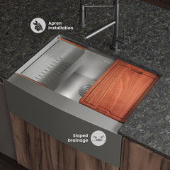 Swiss Madison Rivage 30 x 22 Single Basin Apron Kitchen Workstation Sink - SM-KS779 - The Home Selection