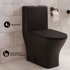 Swiss Madison Sublime II One-Piece 10" Rough-in 1.1/1.6 GPF Dual Top Flush Round Compact Toilet in Matte Black - SM-1T277MB
