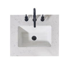 Altair 24. in Engineered Stone Vanity Top in Aosta White Apron with White Sink