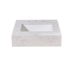 Altair 24. in Engineered Stone Vanity Top in Aosta White Apron with White Sink