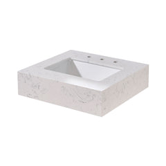 Altair 24. in Engineered Stone Vanity Top in Aosta White Apron with White Sink