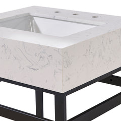 Altair 24. in Engineered Stone Vanity Top in Aosta White Apron with White Sink