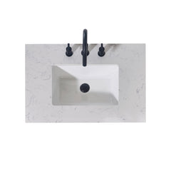 Altair 30. in Engineered Stone Vanity Top in Aosta White Apron with White Sink