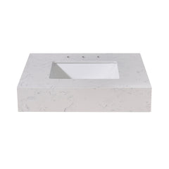 Altair 30. in Engineered Stone Vanity Top in Aosta White Apron with White Sink