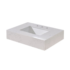 Altair 30. in Engineered Stone Vanity Top in Aosta White Apron with White Sink