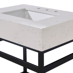 Altair 30. in Engineered Stone Vanity Top in Aosta White Apron with White Sink