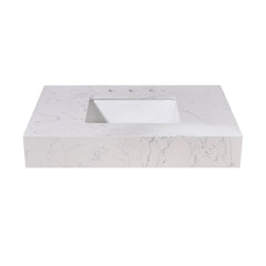 Altair 36. in Engineered Stone Vanity Top in Aosta White Apron with White Sink