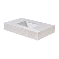 Altair 36. in Engineered Stone Vanity Top in Aosta White Apron with White Sink