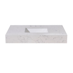 Altair 42. in Engineered Stone Vanity Top in Aosta White Apron with White Sink