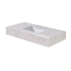 Altair 42. in Engineered Stone Vanity Top in Aosta White Apron with White Sink