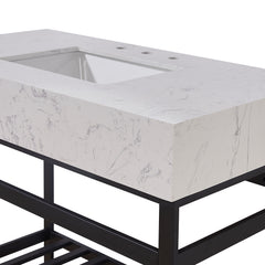 Altair 42. in Engineered Stone Vanity Top in Aosta White Apron with White Sink