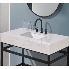 Altair 42. in Engineered Stone Vanity Top in Aosta White Apron with White Sink