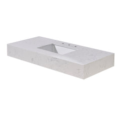 Altair 48. in Engineered Stone Vanity Top in Aosta White Apron with White Sink