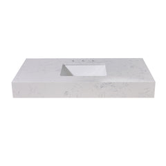 Altair 48. in Engineered Stone Vanity Top in Aosta White Apron with White Sink